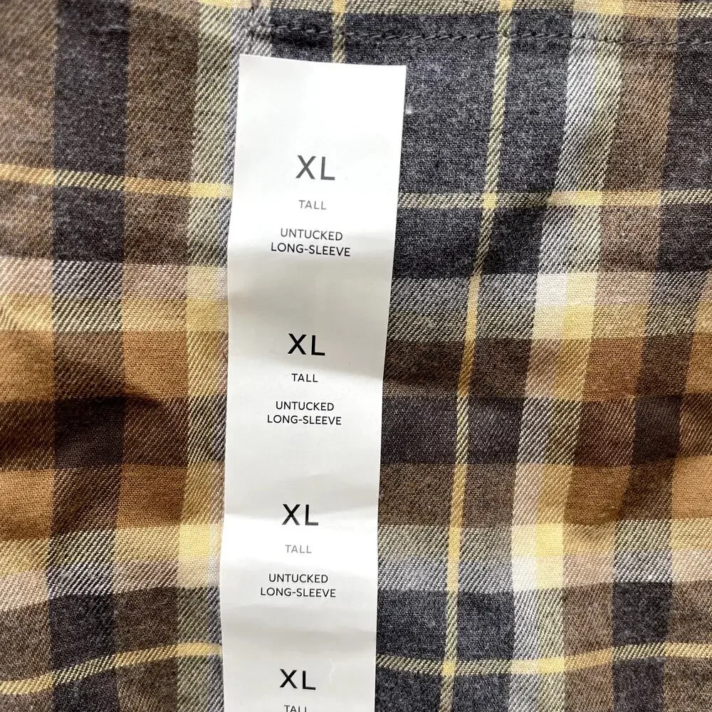 NEW Banana Republic Slim Untucked Lightweight Flannel XL Tall Grey